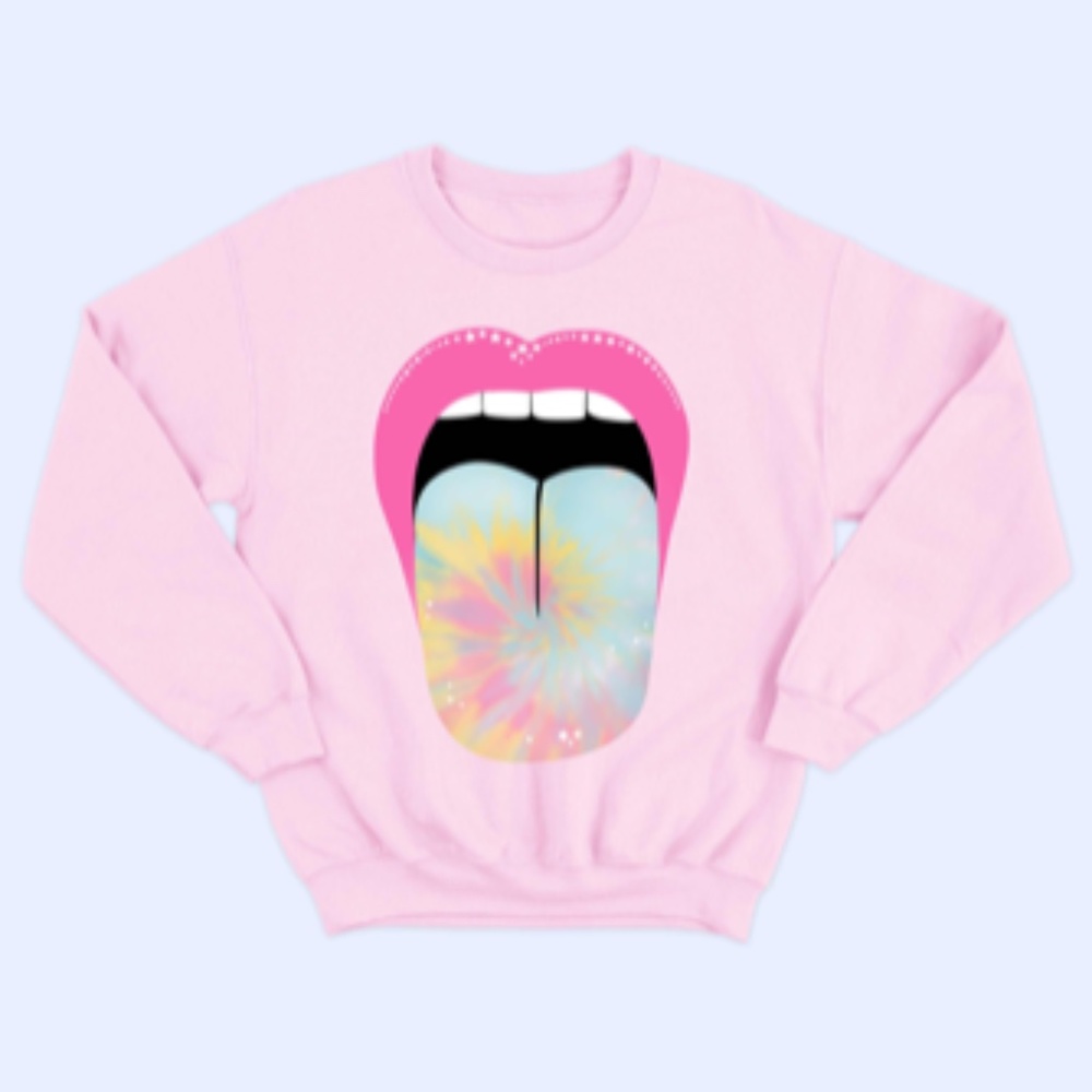 TIE DYE SWIRL LIPS SWEATSHIRT